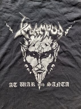 Black Graphic Krampus T-Shirt - At War With Santa/Venom Parody